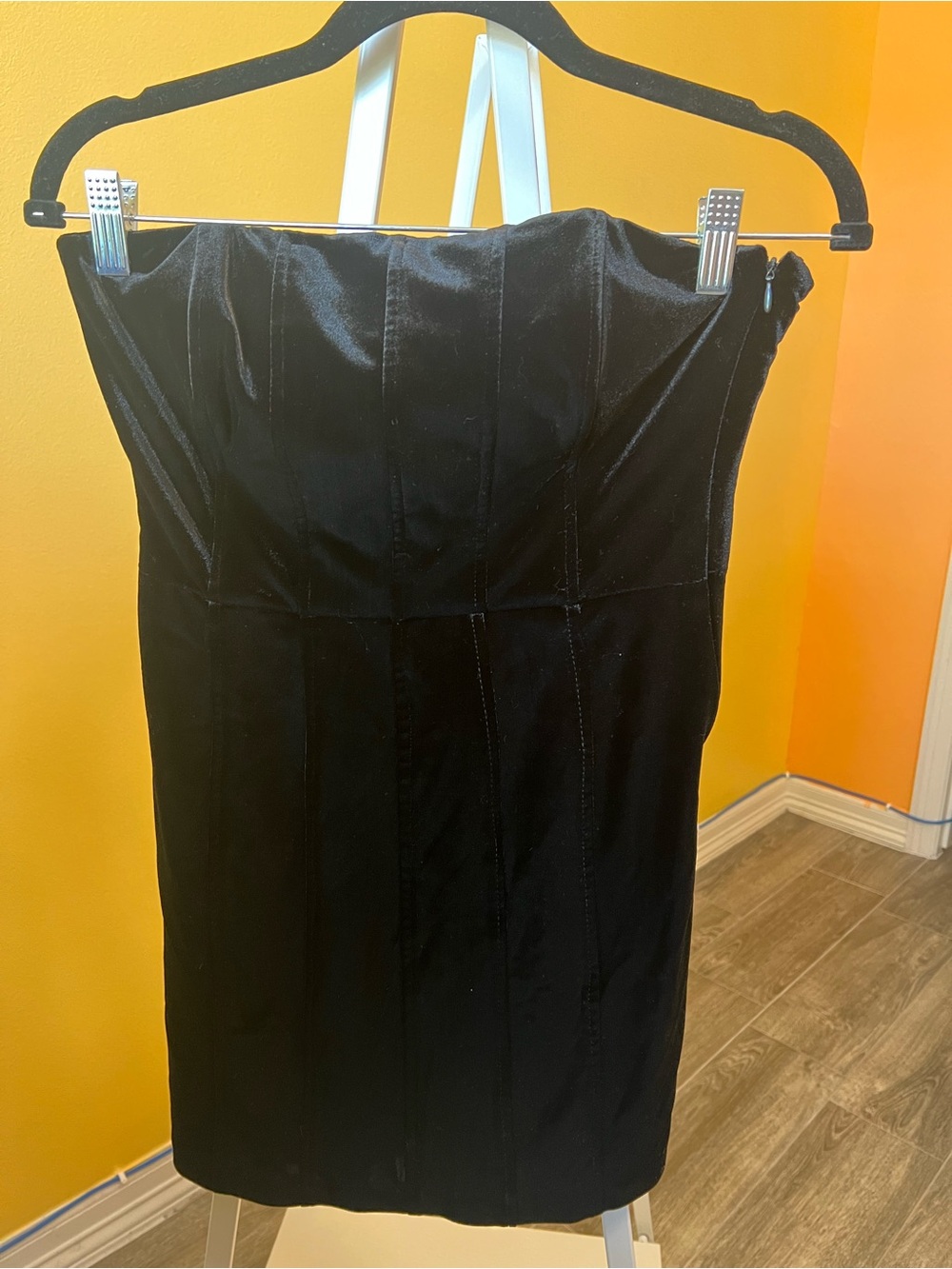 Zara Black Strapless Velvet Sheath Dress